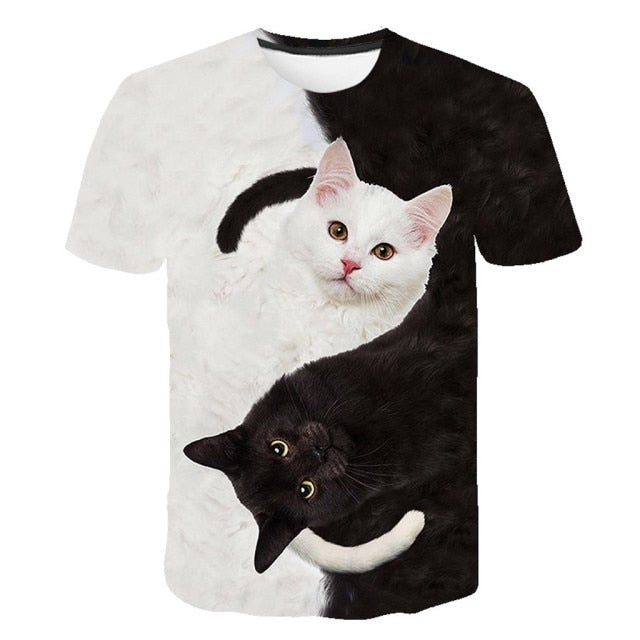 Fashion Lovely Cat 3D Print Women Ladies Girls T-Shirt Animal Harajuku Round Neck Short Sleeve Unisex Summer Tops & Tees 6XL